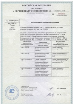 25.06.2015 Одинцово - Pongs. Приложение к сертификату соответствия